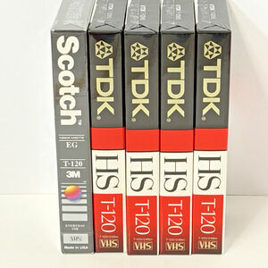 TDK High Standard VHS Tapes 120 Minutes T-120HS New Sealed 4 Pack and Scotch